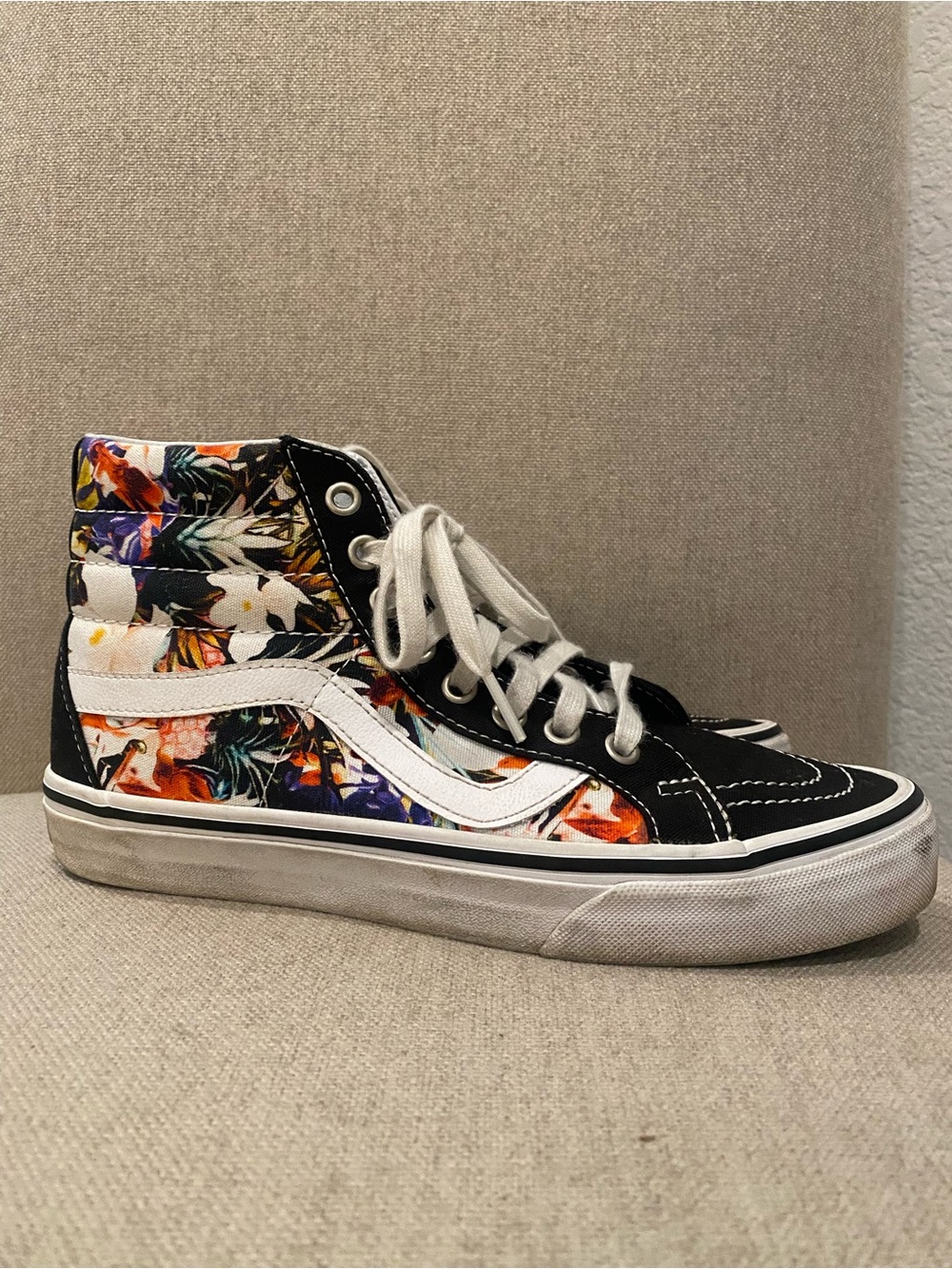 Vans Women's High-Top Sneakers - Black with Floral Multicolor Panels